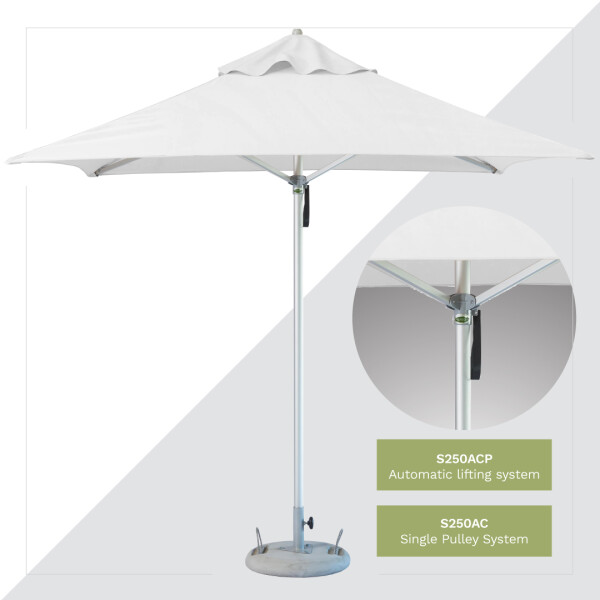 2m Square Ecru Classic Corp Parasol (Excl Base 25kg)